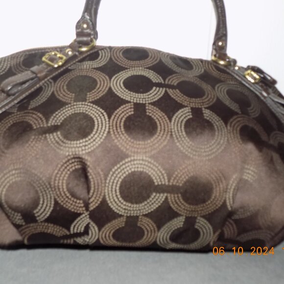 Coach Brown Madison Dotted Op Art Large 2 Way Carryall - Picture 3 of 5
